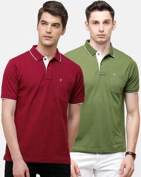 regular fit pack of 2 polo t-shirts with patch pocket