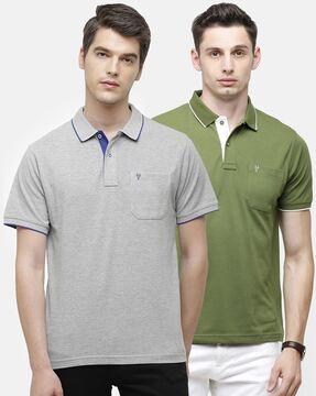 regular fit pack of 2 polo t-shirts with patch pocket