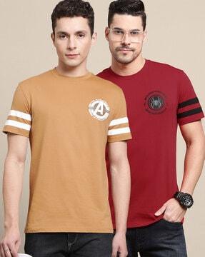 regular fit pack of 2 printed crew-neck t-shirt