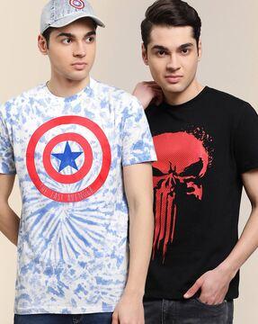 regular fit pack of 2 printed crew-neck t-shirt