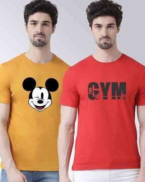 regular fit pack of 2 printed crew-neck t-shirts