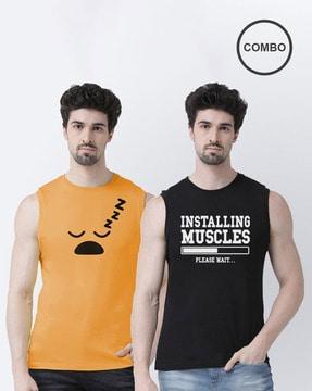 regular fit pack of 2 printed crew-neck t-shirts