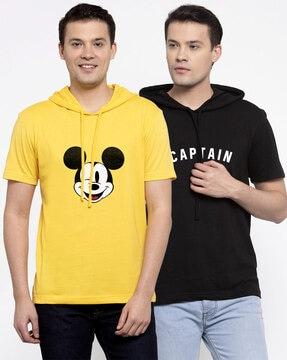 regular fit pack of 2 printed hooded t-shirts