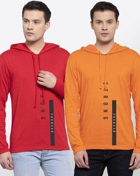 regular fit pack of 2 printed hooded t-shirts