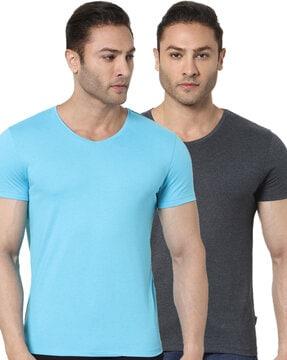 regular fit pack of 2 solid tshirt