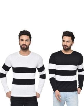 regular fit pack of 2 striped crew-neck t-shirts