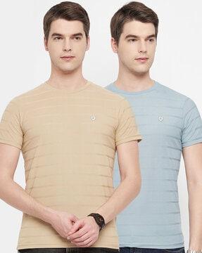 regular fit pack of 2 striped crew-neck t-shirts