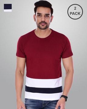 regular fit pack of 2 striped t-shirt