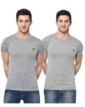 regular fit pack of 2 textured t-shirt