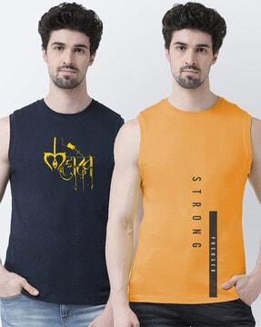 regular fit pack of 2 typographic print crew-neck t-shirts