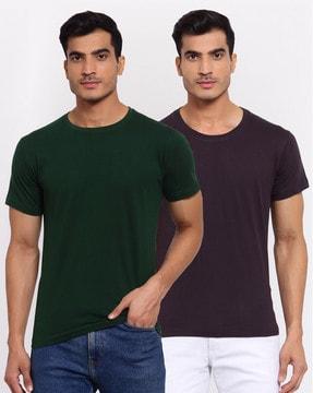 regular fit pack of 2 woven crew-neck t-shirts