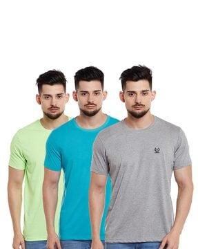 regular fit pack of 3 cotton crew-neck t-shirts