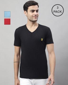 regular fit pack of 3 v-neck t-shirts with short sleeves