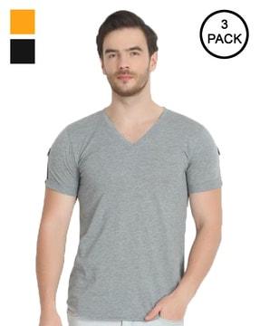 regular fit pack of 3 v-neck t-shirts