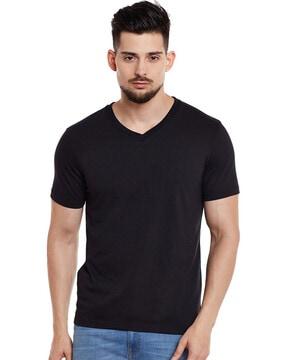 regular fit pack of 5 cotton v-neck t-shirts