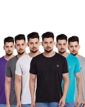 regular fit pack of 6 cotton crew-neck t-shirts