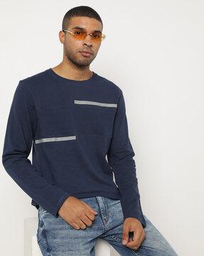 regular fit panelled crew-neck t-shirt