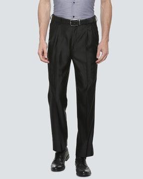 regular fit pleated trousers