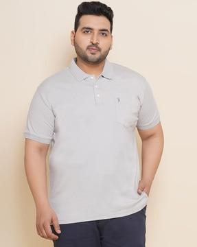 regular fit plus size polo t-shirt with patch pocket