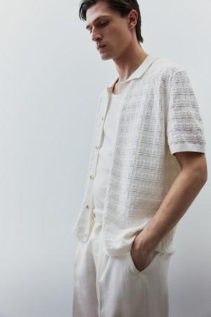 regular fit pointelle-knit shirt