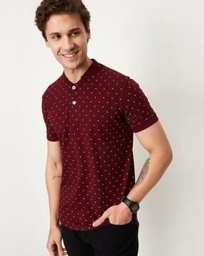 regular fit polka-dot henley t-shirt