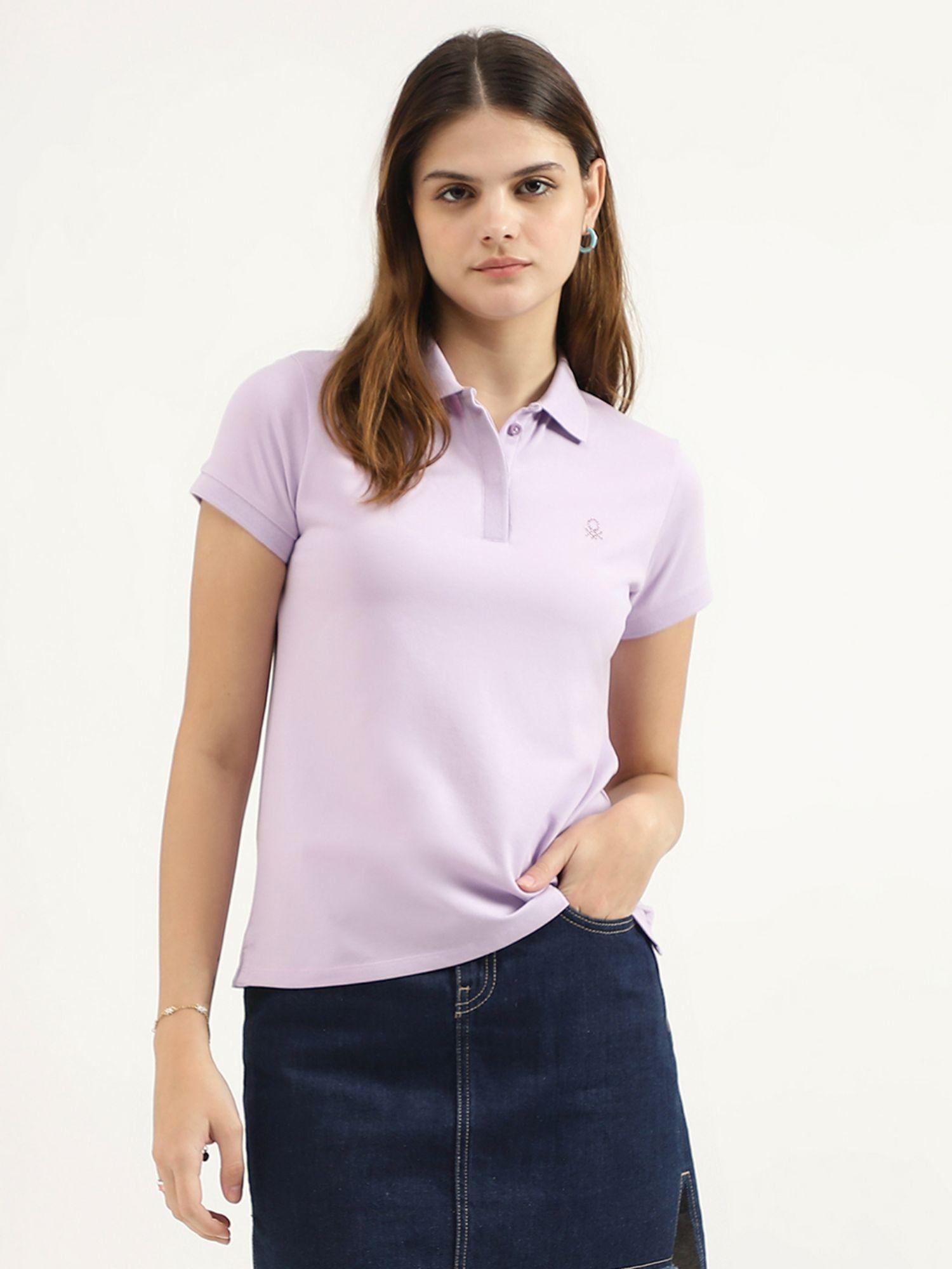 regular fit polo neck solid t-shirt