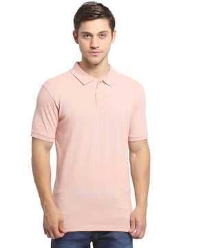 regular fit polo neck t-shirt with logo branding