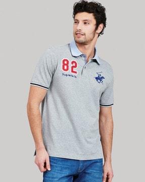 regular fit polo t-shirt with brand embroidery