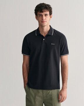 regular fit polo t-shirt with brand embroidery