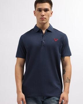 regular fit polo t-shirt with brand print