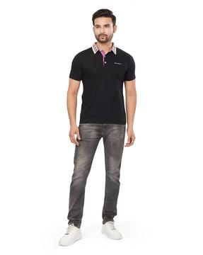 regular fit polo t-shirt with checked collar