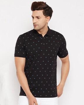 regular fit polo t-shirt with collar-neck