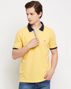 regular fit polo t-shirt with contrast hems