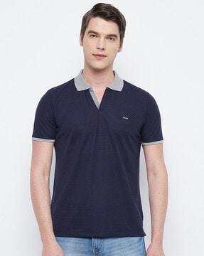 regular fit polo t-shirt with contrast hems