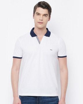 regular fit polo t-shirt with contrast hems