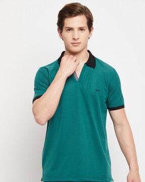 regular fit polo t-shirt with contrast hems