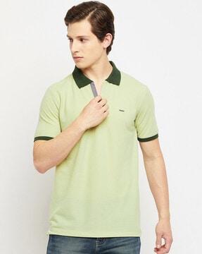 regular fit polo t-shirt with contrast hems