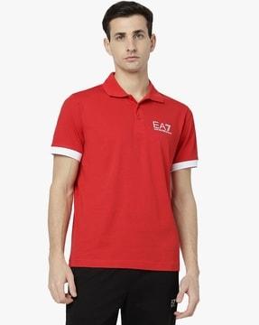 regular fit polo t-shirt with contrast logo
