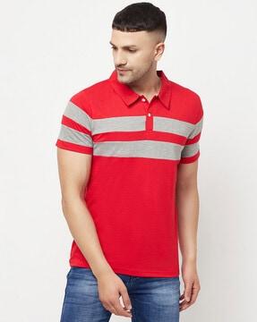 regular fit polo t-shirt with contrast stripes