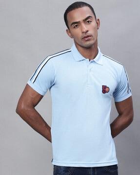 regular fit polo t-shirt with embroidered patch