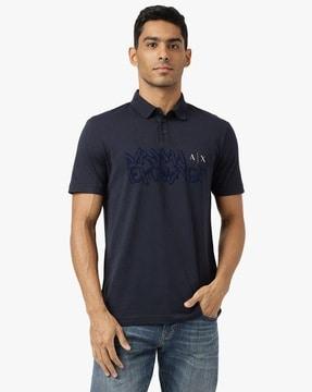 regular fit polo t-shirt with foil logo print