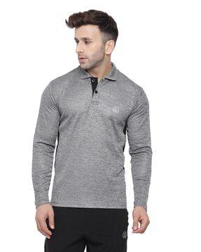 regular fit polo t-shirt with front buttons