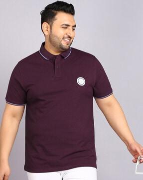 regular fit polo t-shirt with logo applique