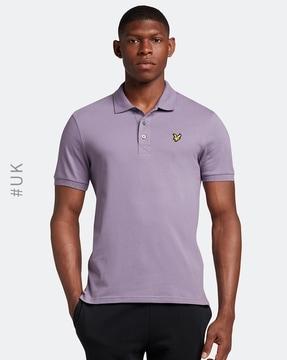 regular fit polo t-shirt with logo applique