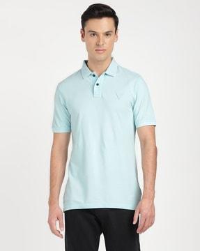 regular fit polo t-shirt with logo embossed