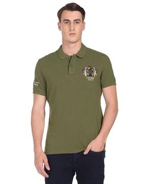 regular fit polo t-shirt with logo embroidery