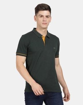 regular fit polo t-shirt with logo embroidery