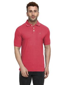 regular fit polo t-shirt with logo embroidery