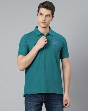 regular fit polo t-shirt with logo embroidery