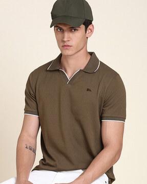 regular fit polo t-shirt with logo embroidery